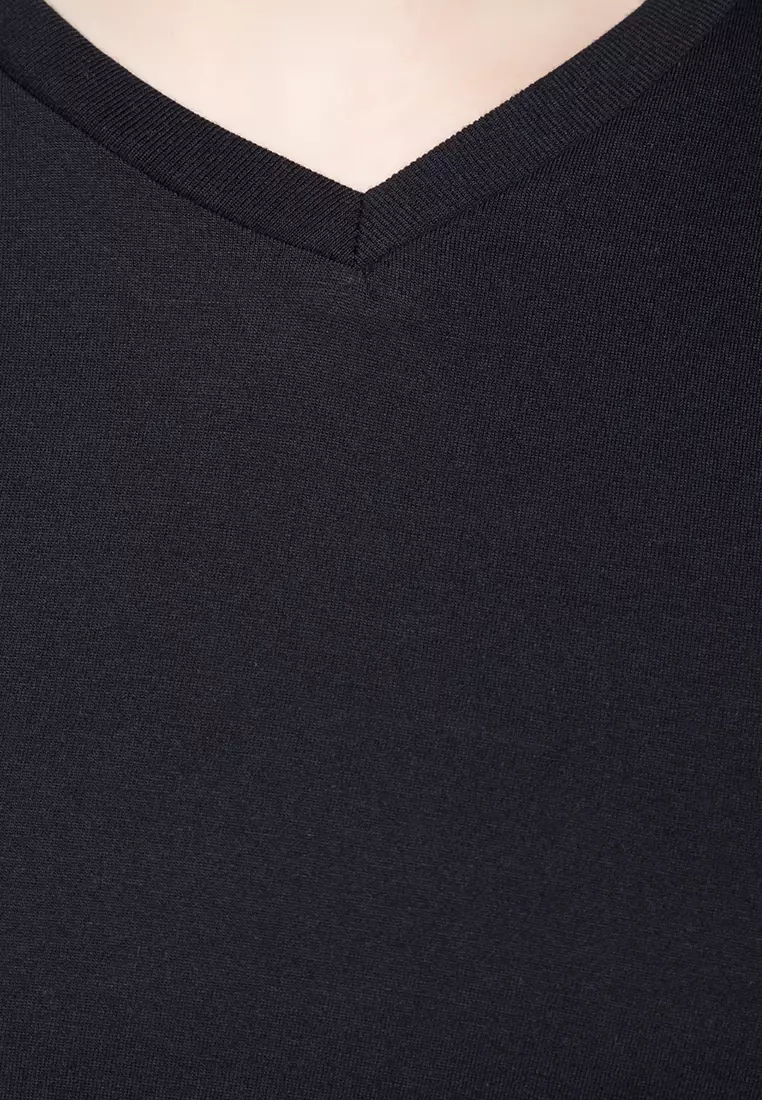 Basic Plain Cotton V Neck Vneck T-Shirt