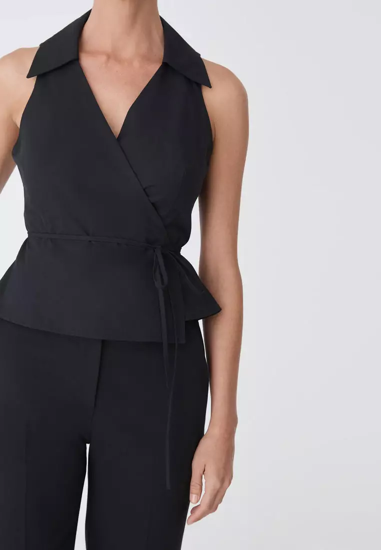 Layla Collared Wrap Top
