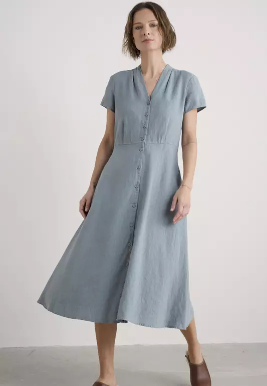 Seasalt Cornwall Blue Carved Wood Midi Dress