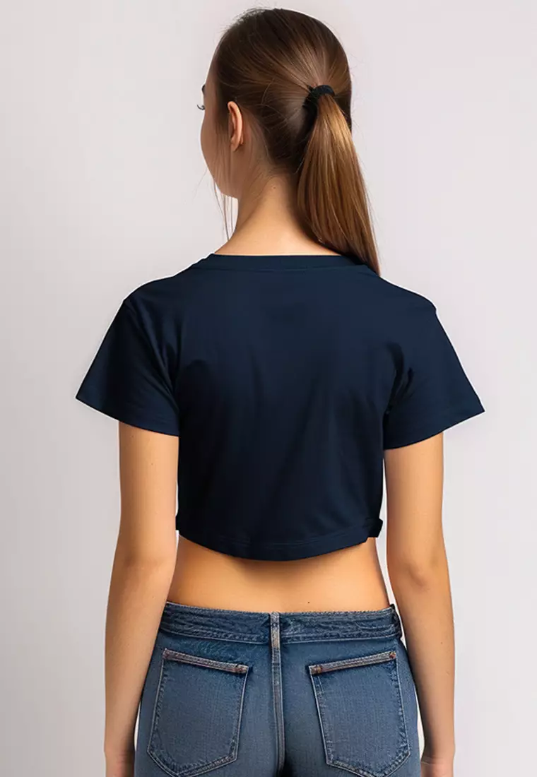LTG92 Crop Top Tee rcp "thdy sign stamp" navy