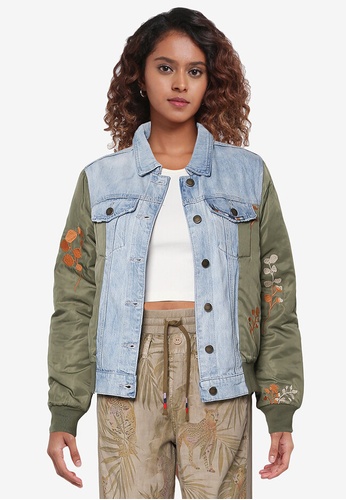 main land I'm sleepy Advertisement Buy Desigual Hybrid Denim Bomber Jacket Online | ZALORA Malaysia