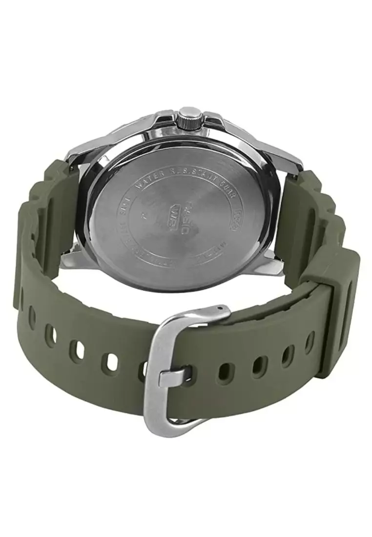 Men's Analog Watch MTP-VD01-3EV Army Green Resin Band