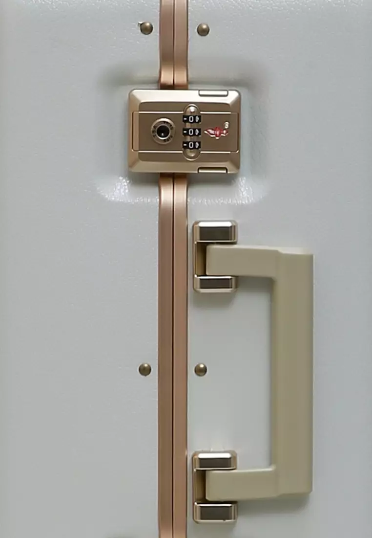 Carlton Tas Koper Alumunium Frame Size 20 Inch Travel Bag Unisex Large Compartment TSA Lock Material Polycarbonate ORIGINAL - White