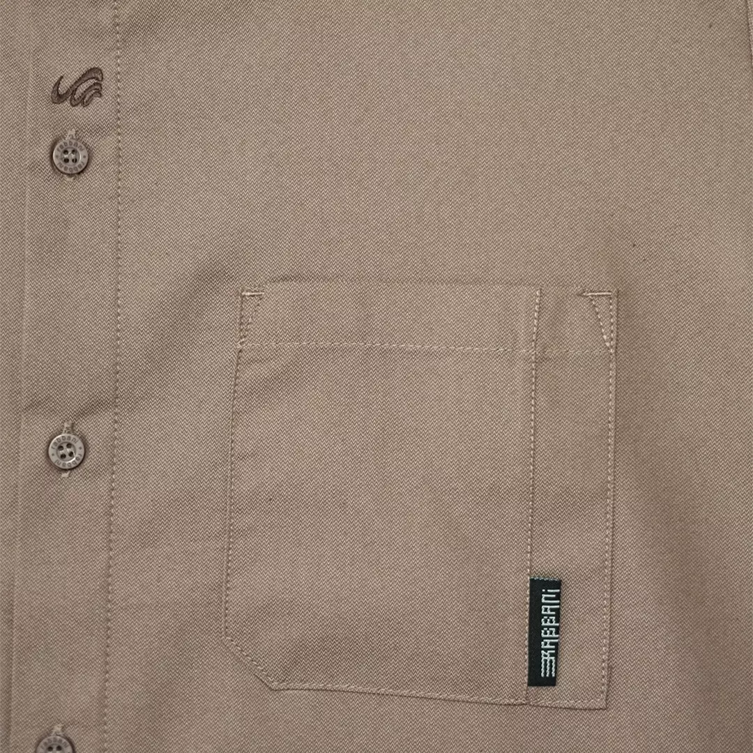 Rabbani - Kemeja Koko Muslim Pria Lengan Pendek Dewasa Aizen Exclusive - Brown