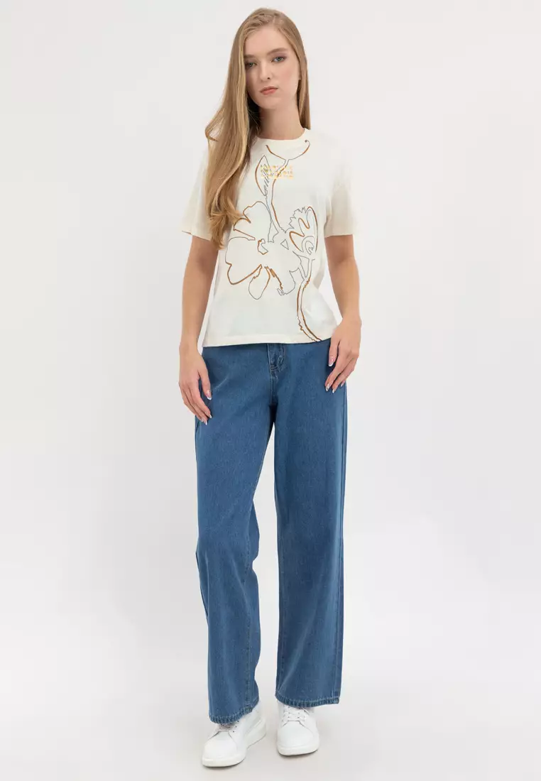 Ladies MFG Floral Tee White