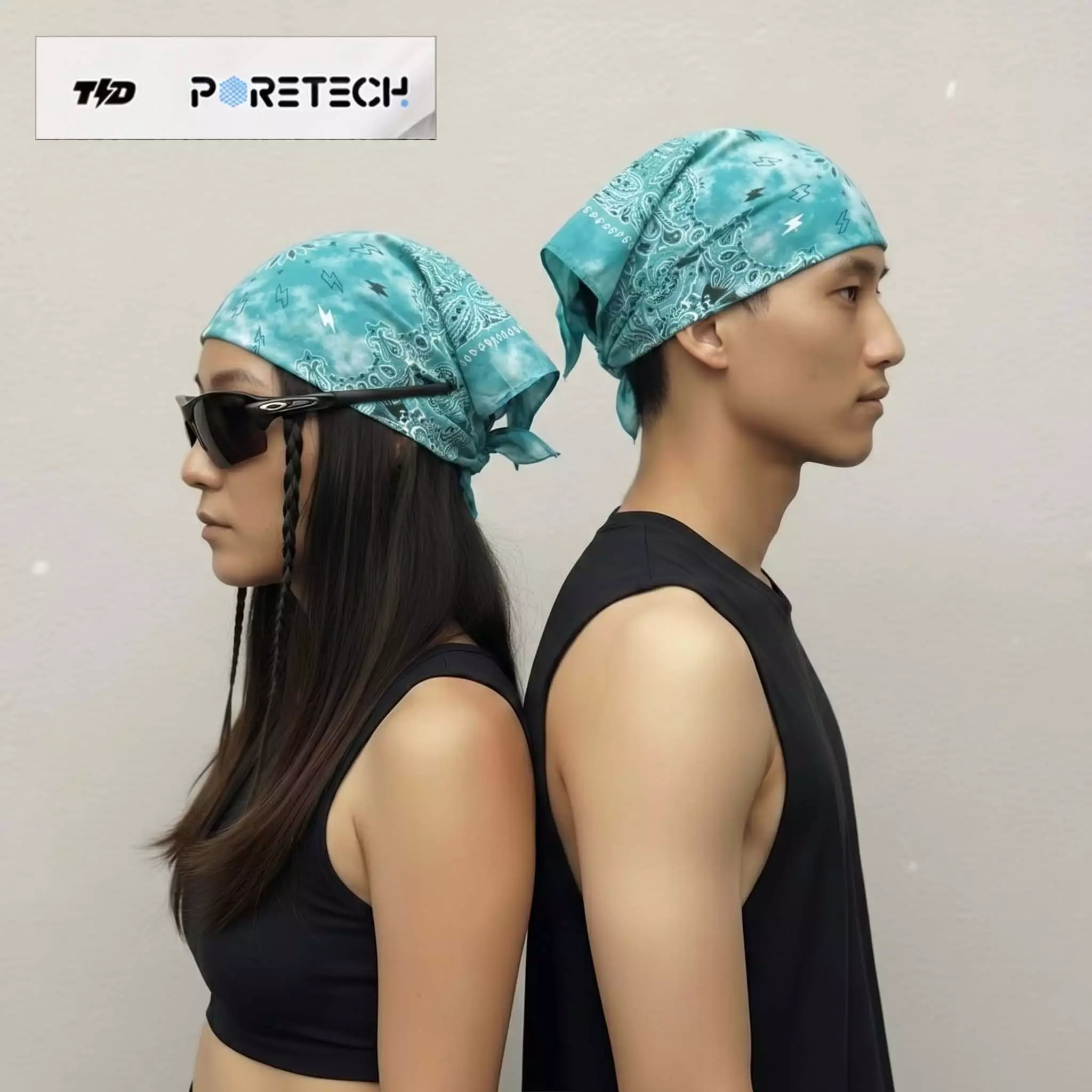 TDACTIVE Bandana Kalcer Lari Turquoise Tie Dye Poretech 52cm x 52cm ABA43