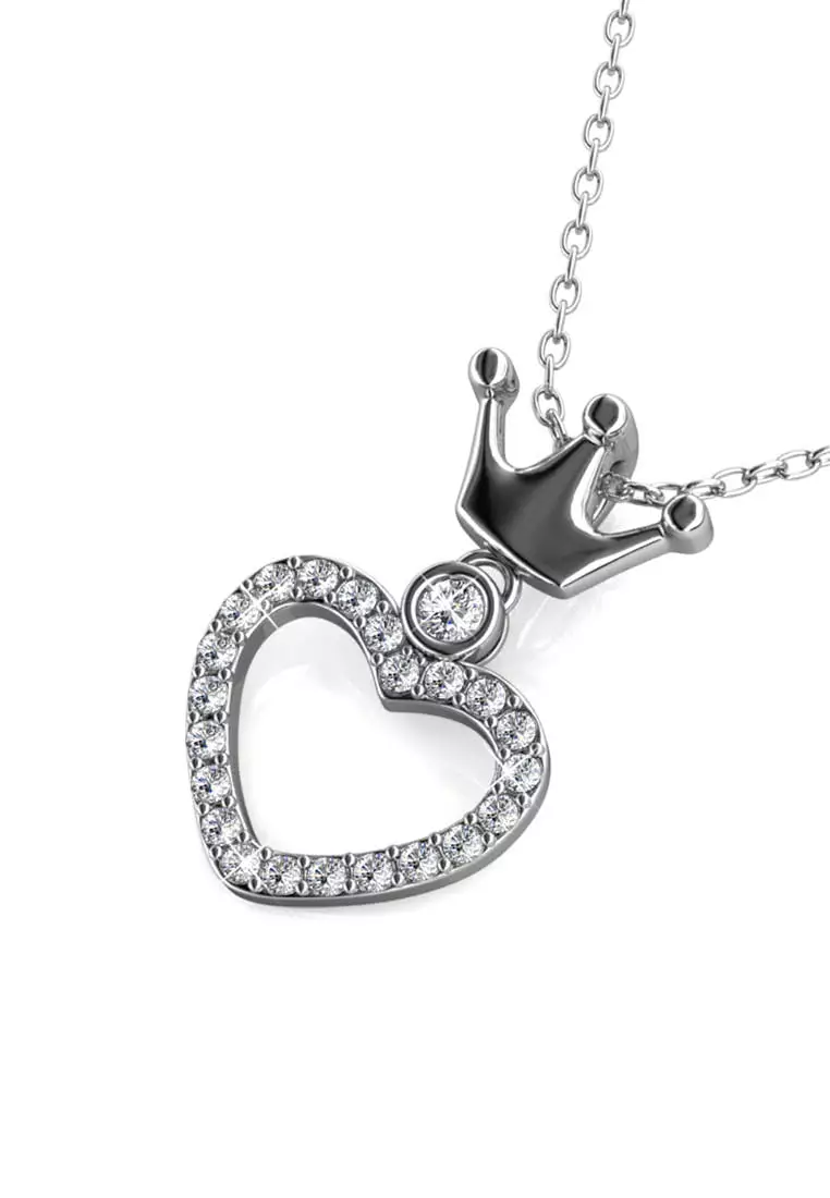 Princess Crown Pendant White Gold - Kalung Crystal Premium by Her Jewellery