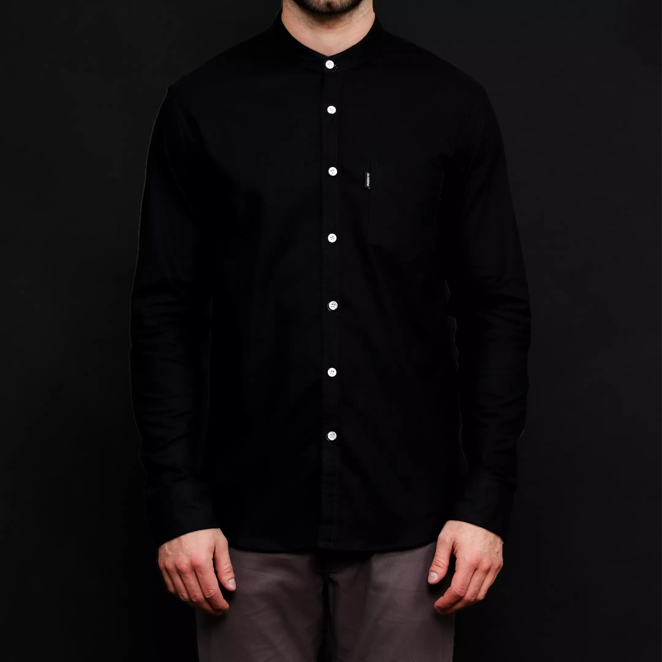 Rayon Shanghai Kemeja Panjang Polos Black