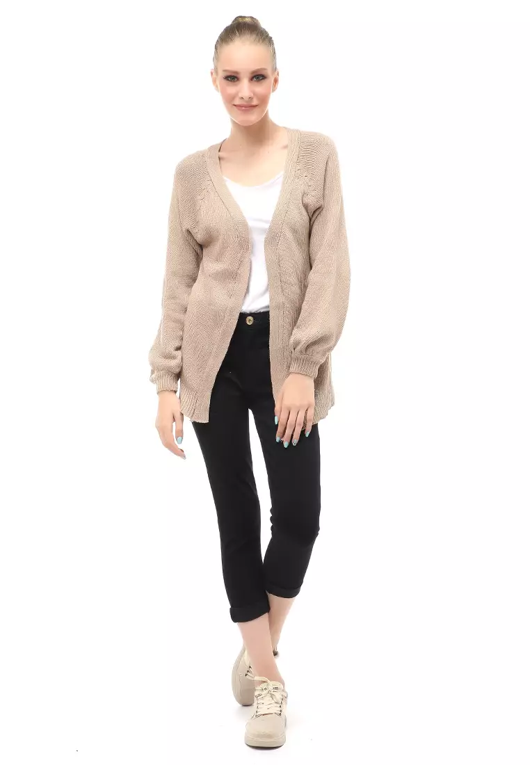 Cardigan Fashion Wanita Loose Fit Design Kasual Premium Quality - Cream