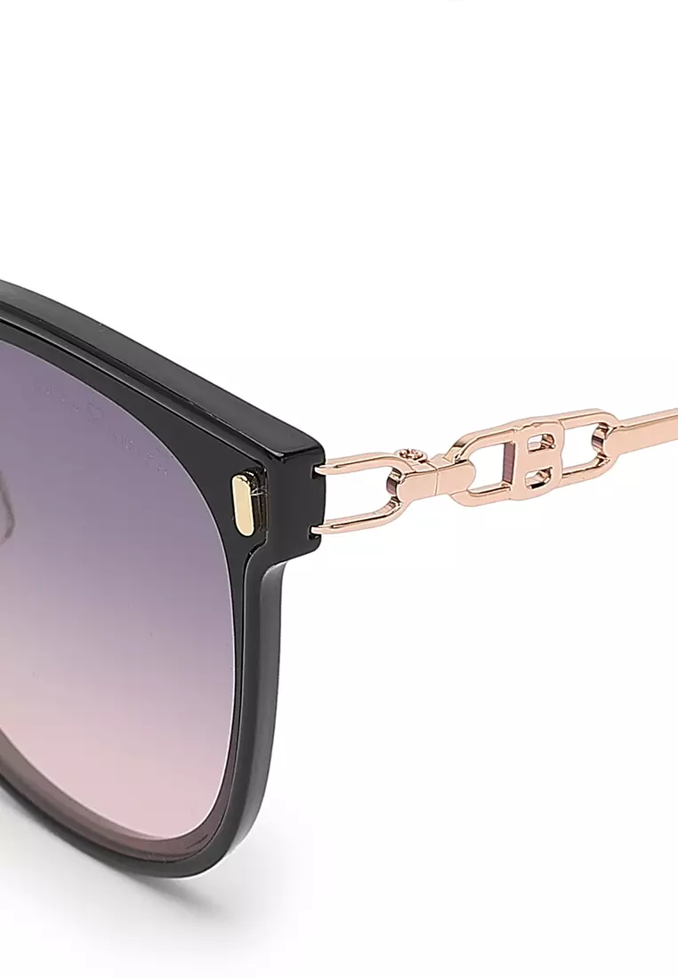 Unisex Fashion Sunglasses - Glossy Black / Grey Light Pink
