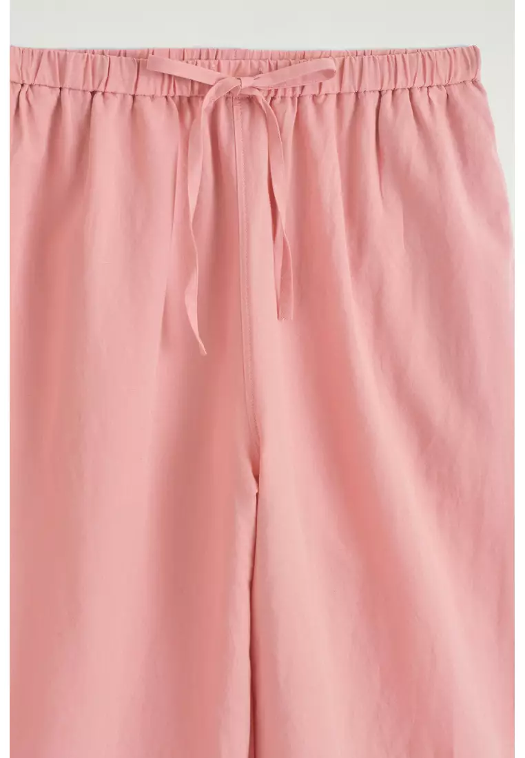 WIDE-LEG LINEN DRAWSTRING TROUSERS