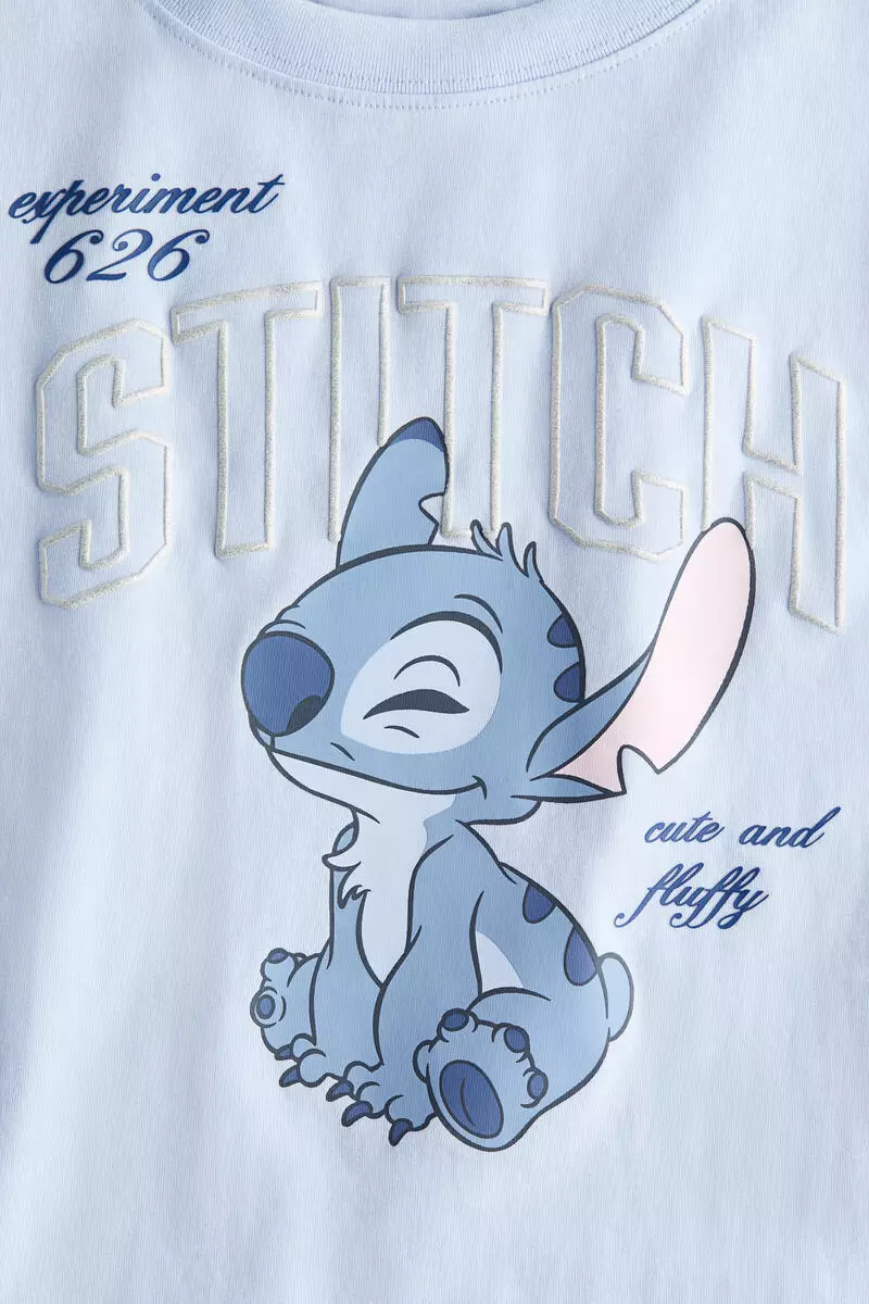 Print-motif cotton T-shirt