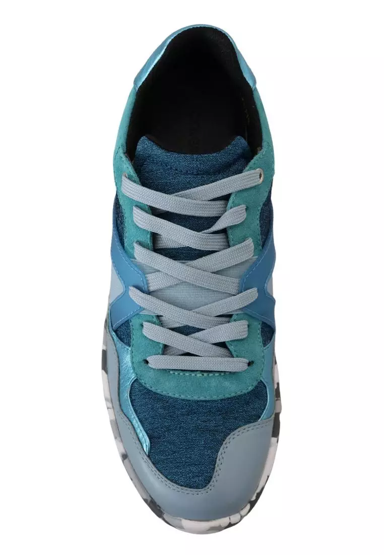 Dolce Gabbana Dolce Gabbana Blue Gray Leather Sport Low Top