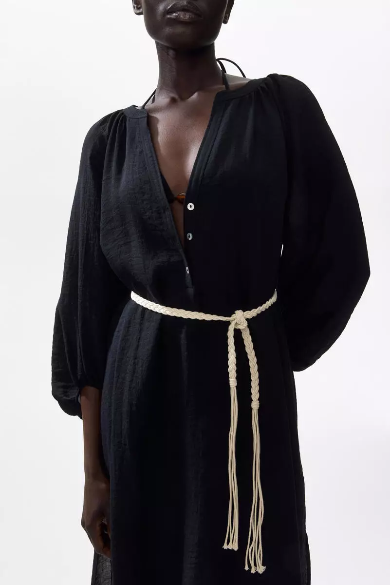 Oversized tie-belt dress