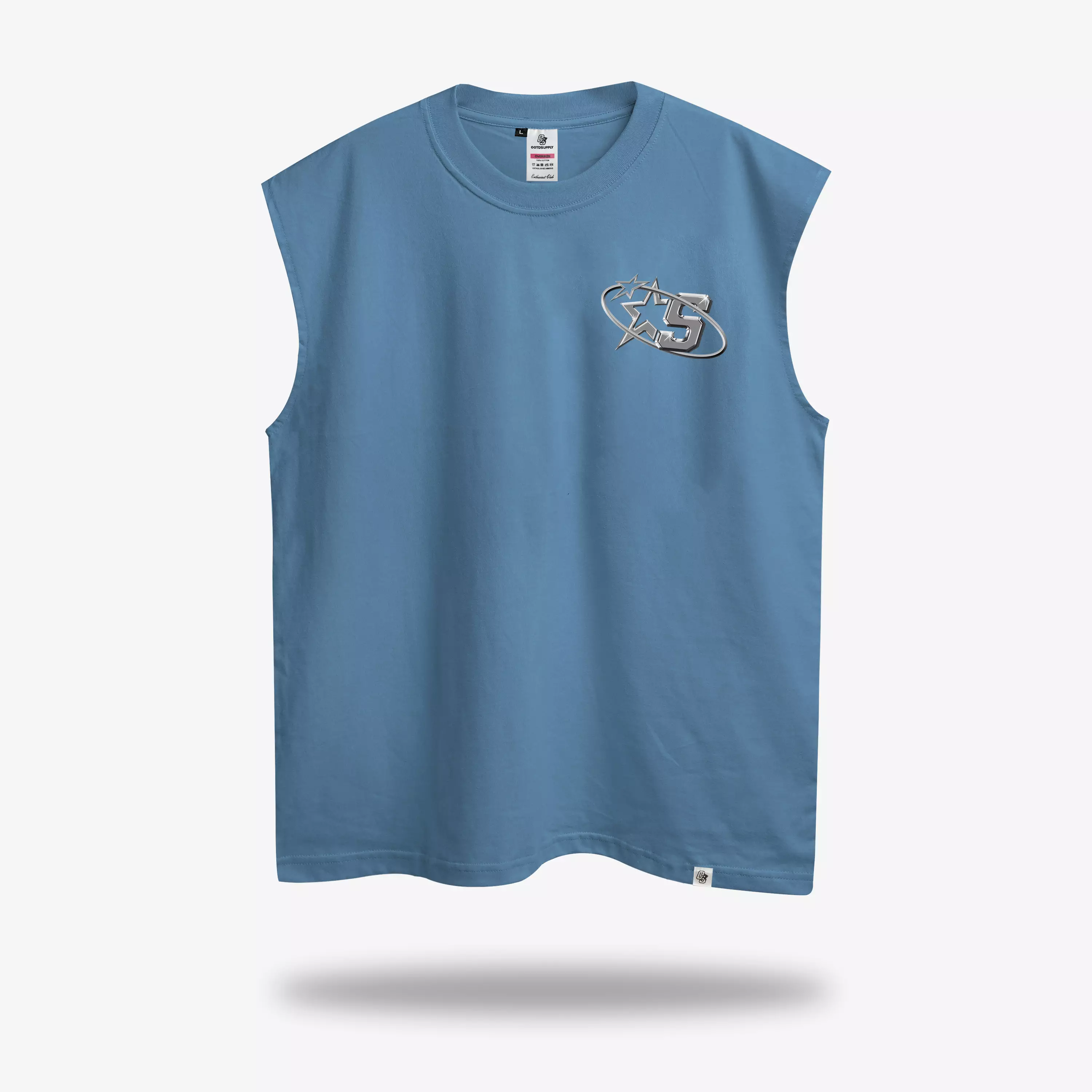 OOTDSUPPLY Oversize Sleeveless Gemini Steel Blue & Black l Kaos Oversize Singlet018