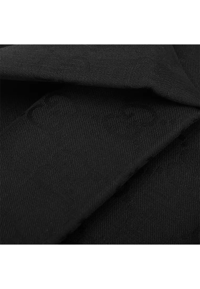 GG Logo Wool Silk Scarf in Black 165904 3G646