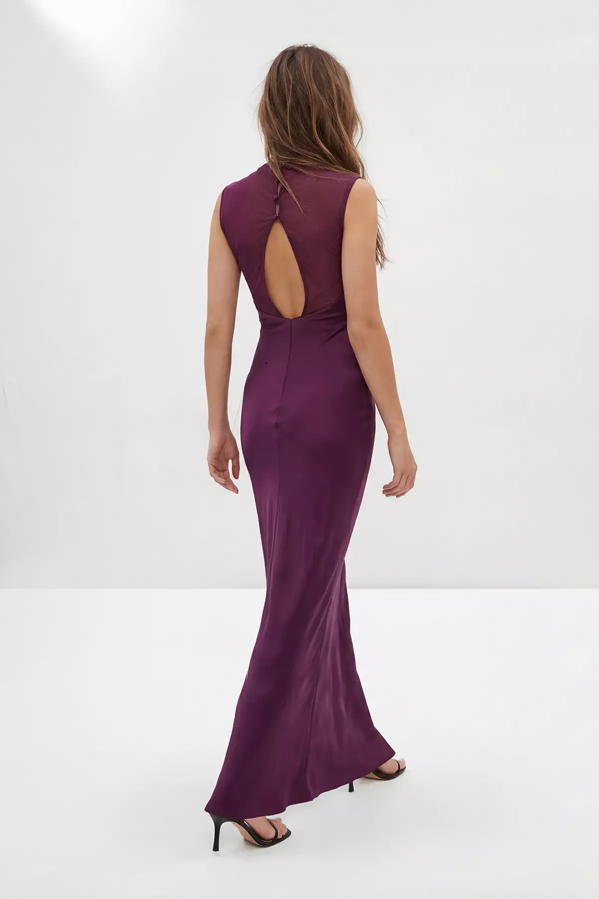 Plum Plain Satin Maxi Evening Dress & Graduation Gown Tprss26Ae168