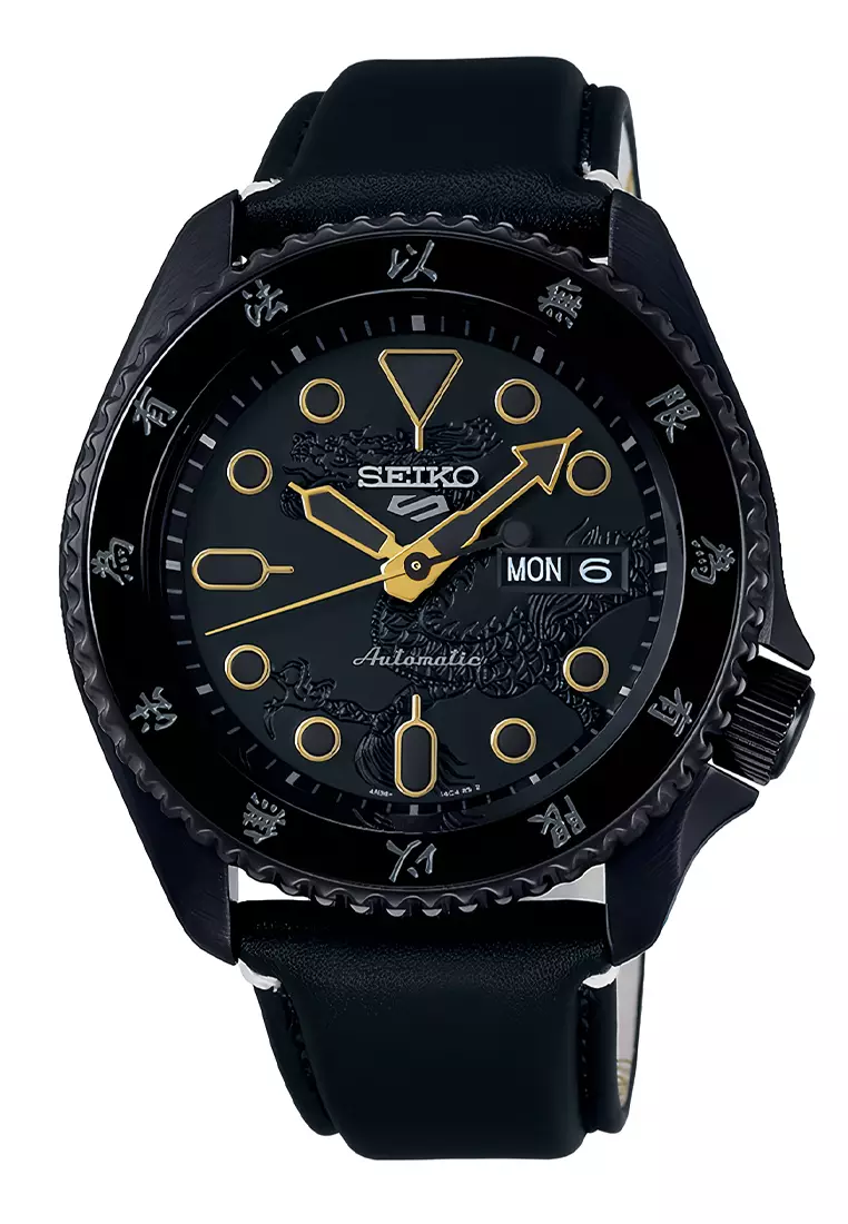 Seiko 5 Sports - Jam Tangan Analog Pria - Black Leather Strap - SRPK39K1 - 55th Anniversary Bruce Lee - Limited Edition