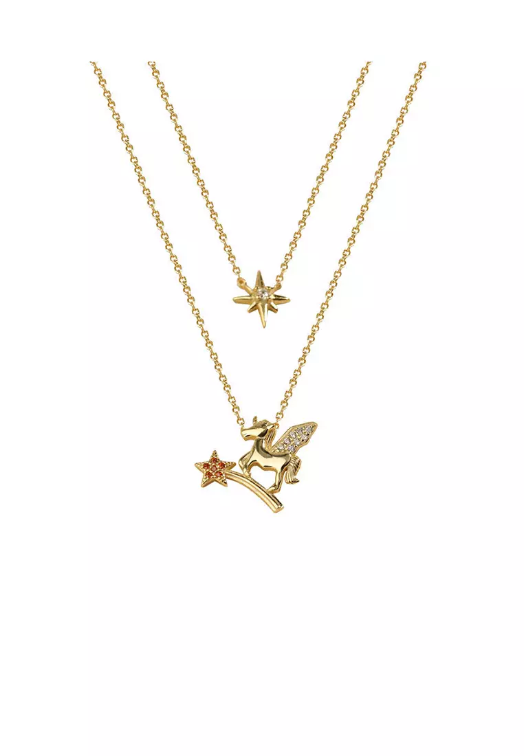 Double layer necklace top gold