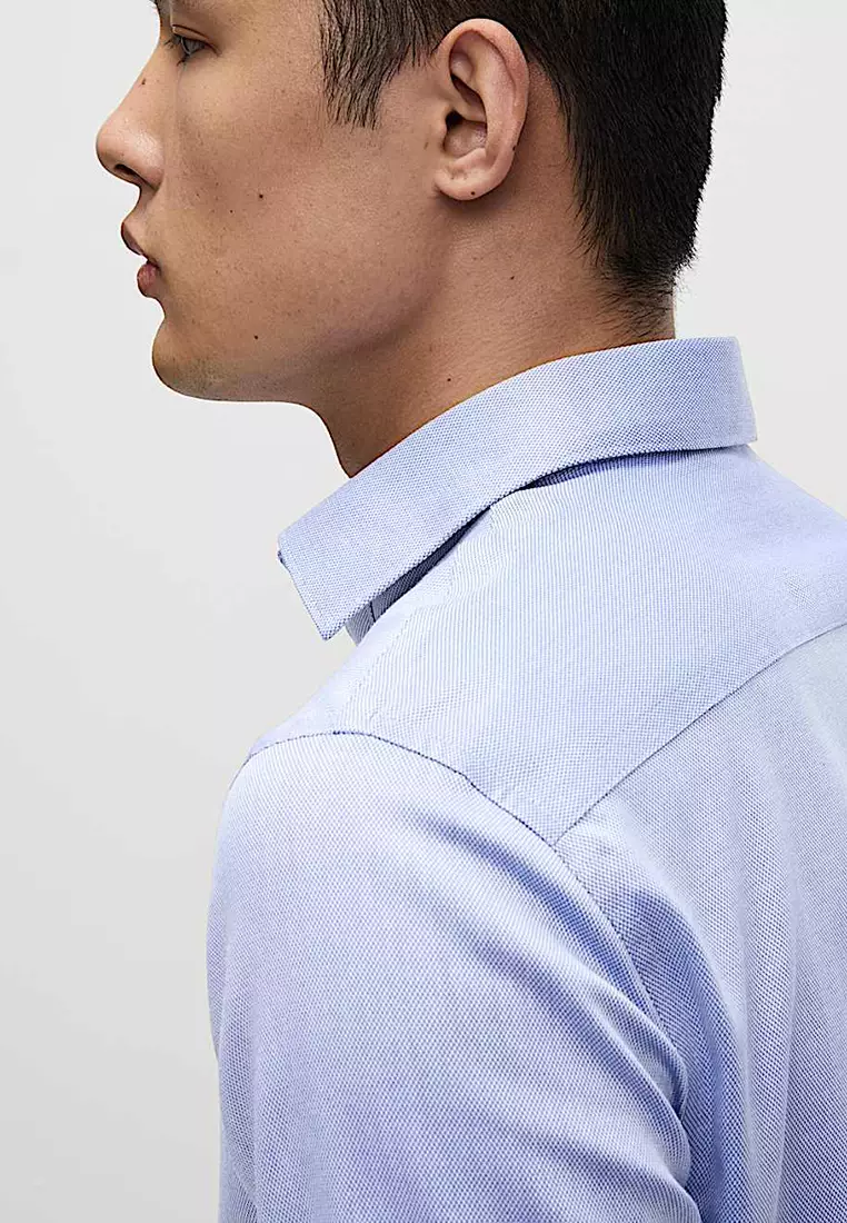 Slim Fit Non Iron Pure Cotton Textured Shirt