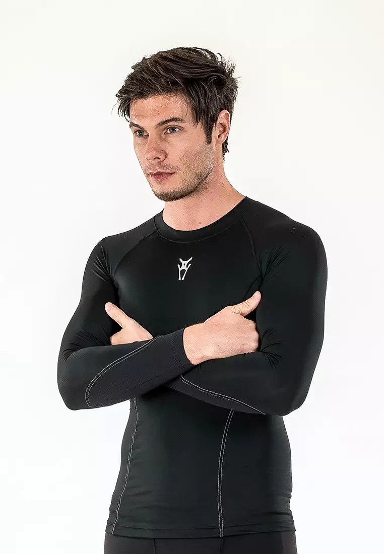 Men Diligent Compression Long Sleeve Top (Black/White)