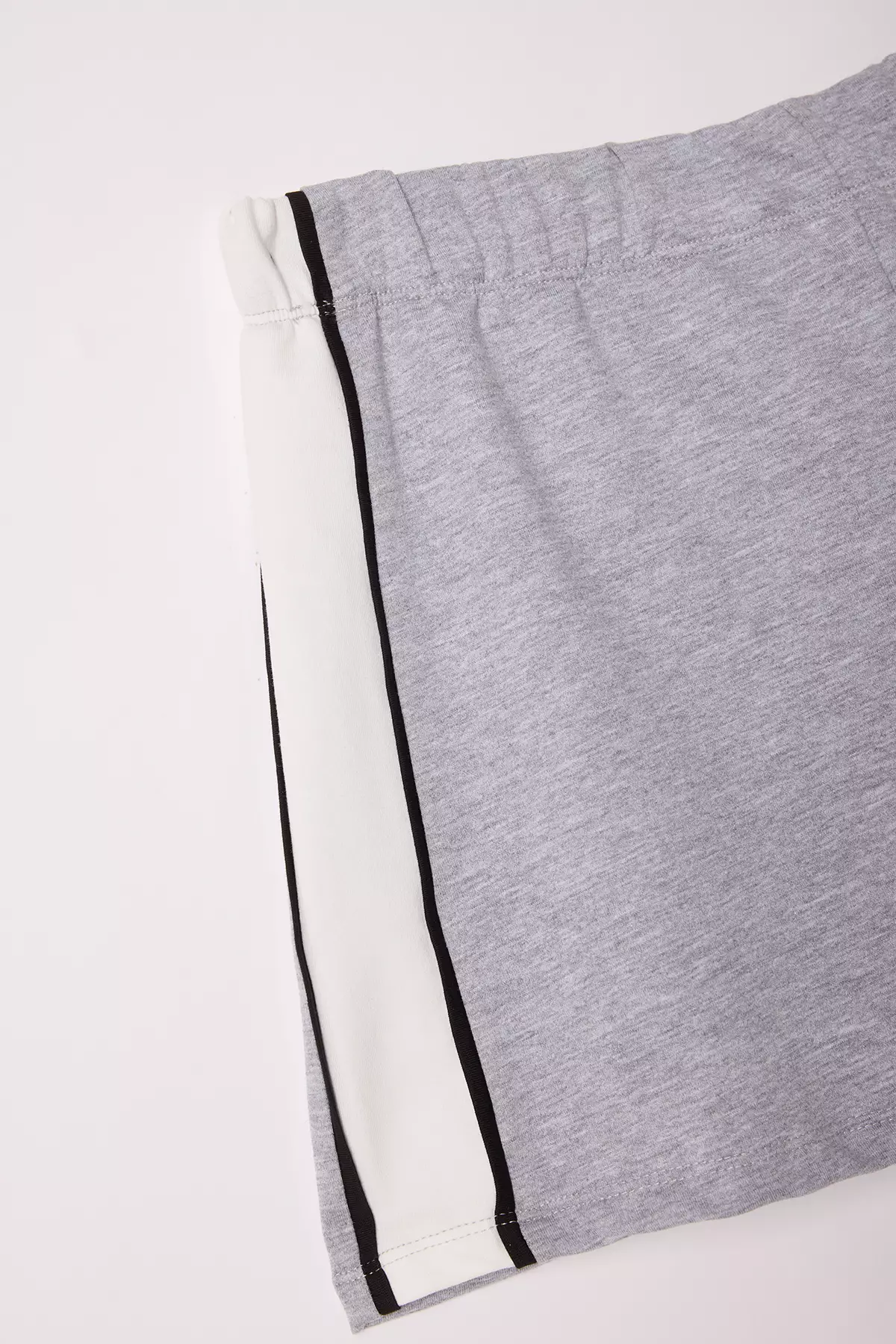 Grey Melange Color Block Mini Shorts & Bermuda TWOSS25SR00063