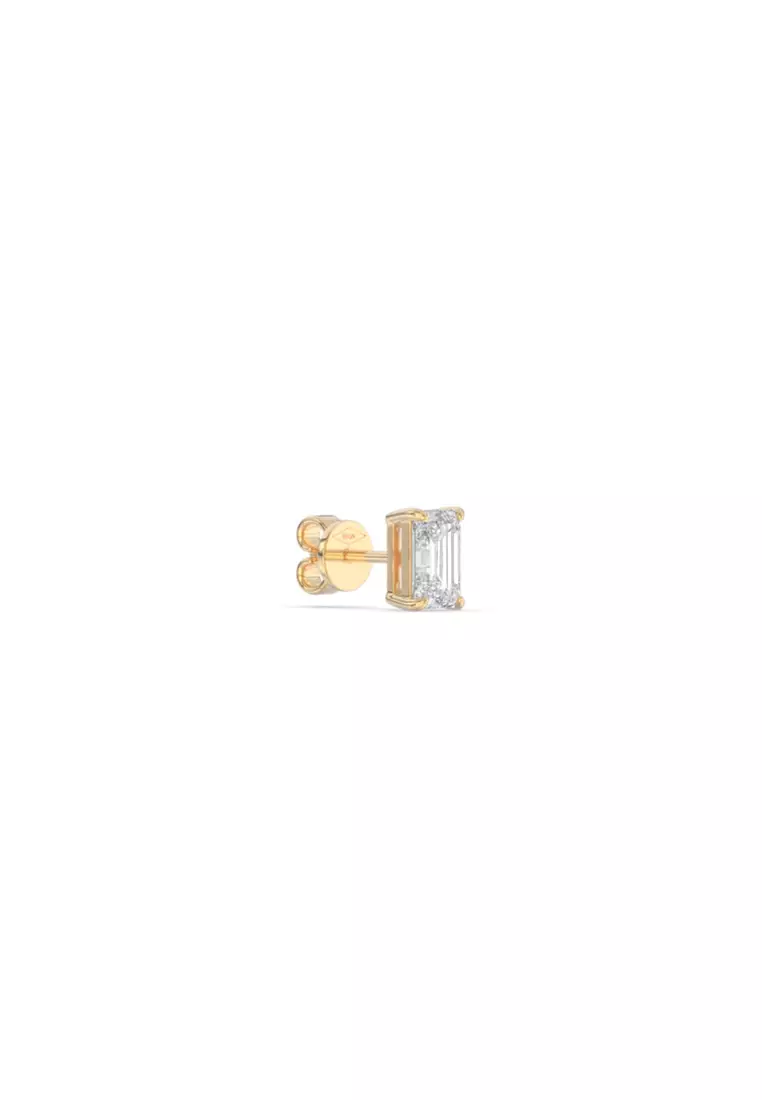 1.28ct TDW Refined Emerald Lab Grown Diamond Stud Earrings in 14K Yellow Gold D/E-VVS/VS