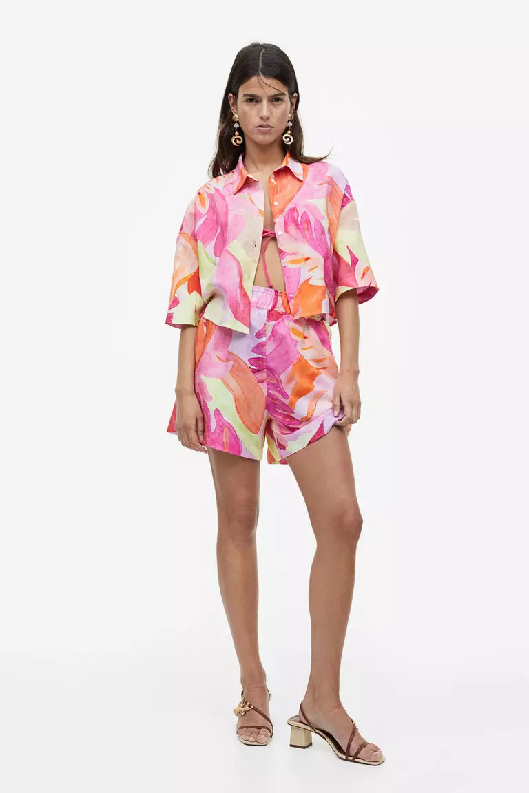 Jual H&M Linenblend shirt Original 2024 ZALORA Indonesia