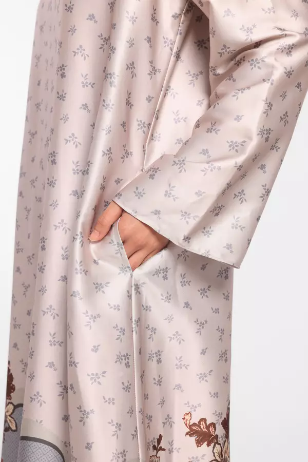 MINIMAL - Shams - Gamis Motif Floral - Beige - Manzone & Minimal Warna Beige