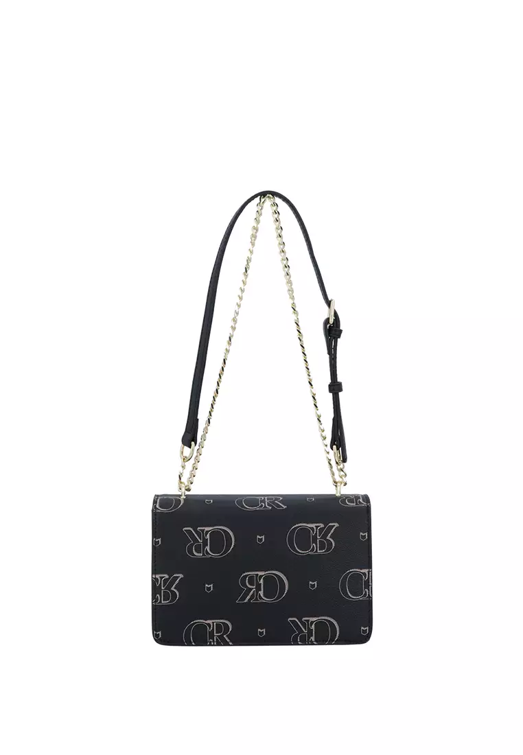 Carlo Rino Black Logogram 2 Way Flap Bag ZALORA