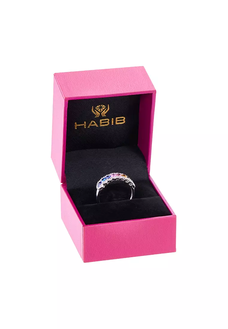 HABIB Oval Sapphire Multi-Coloured Ring in 750/18K White Gold LE4482671223(WG)