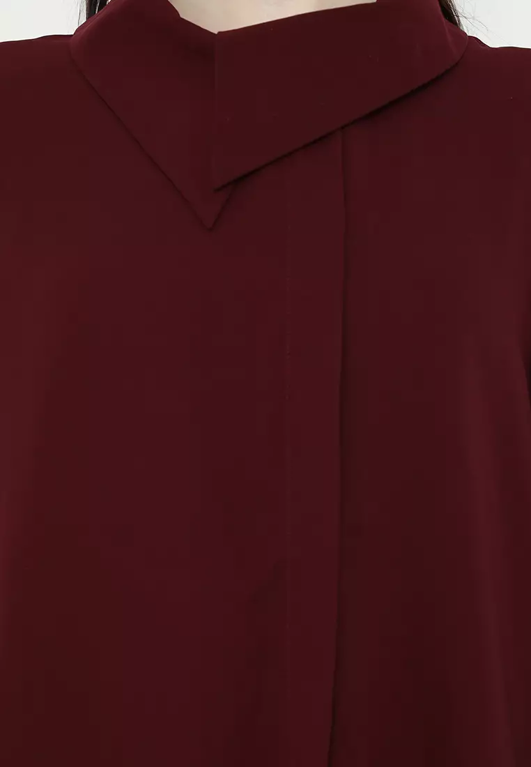 Draffery Blouse Long Sleeve In Maroon By Brilliant Girl Warna MARUN