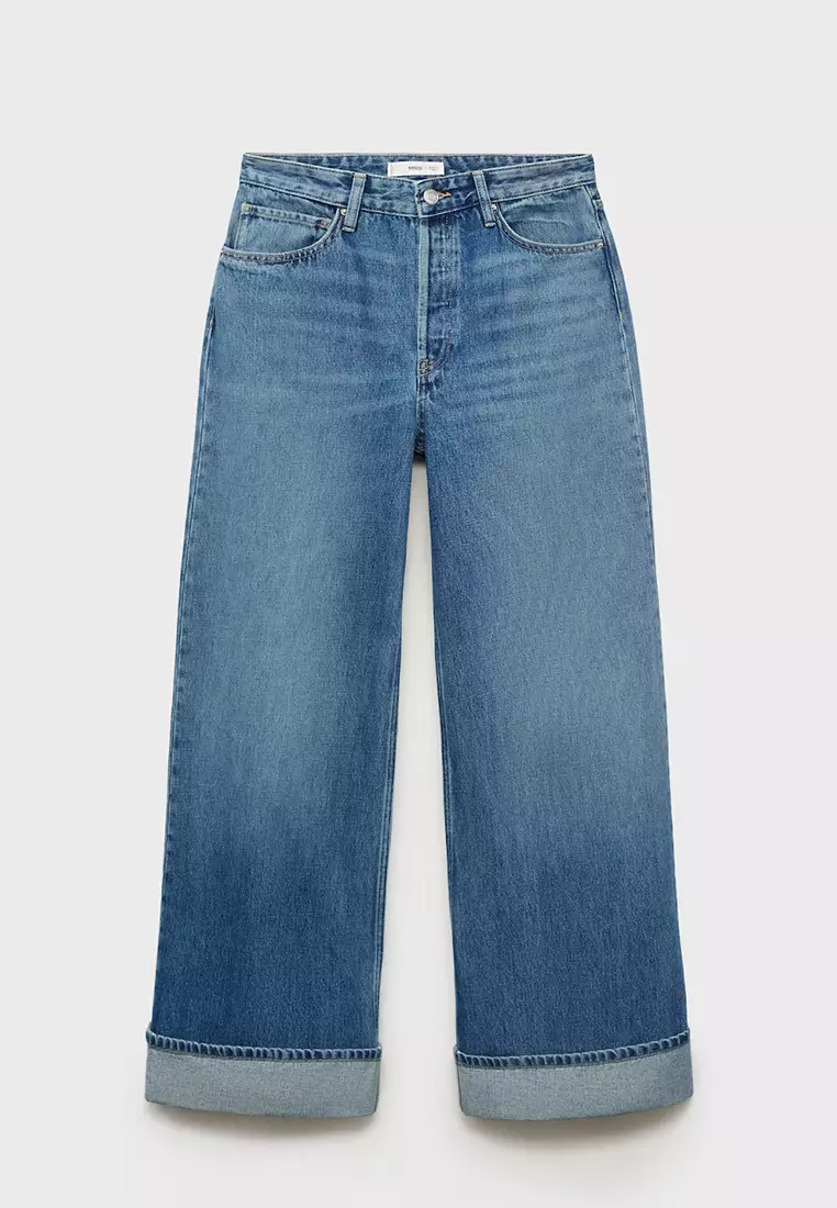 Wide-Leg Jeans with Turn-Up Hem