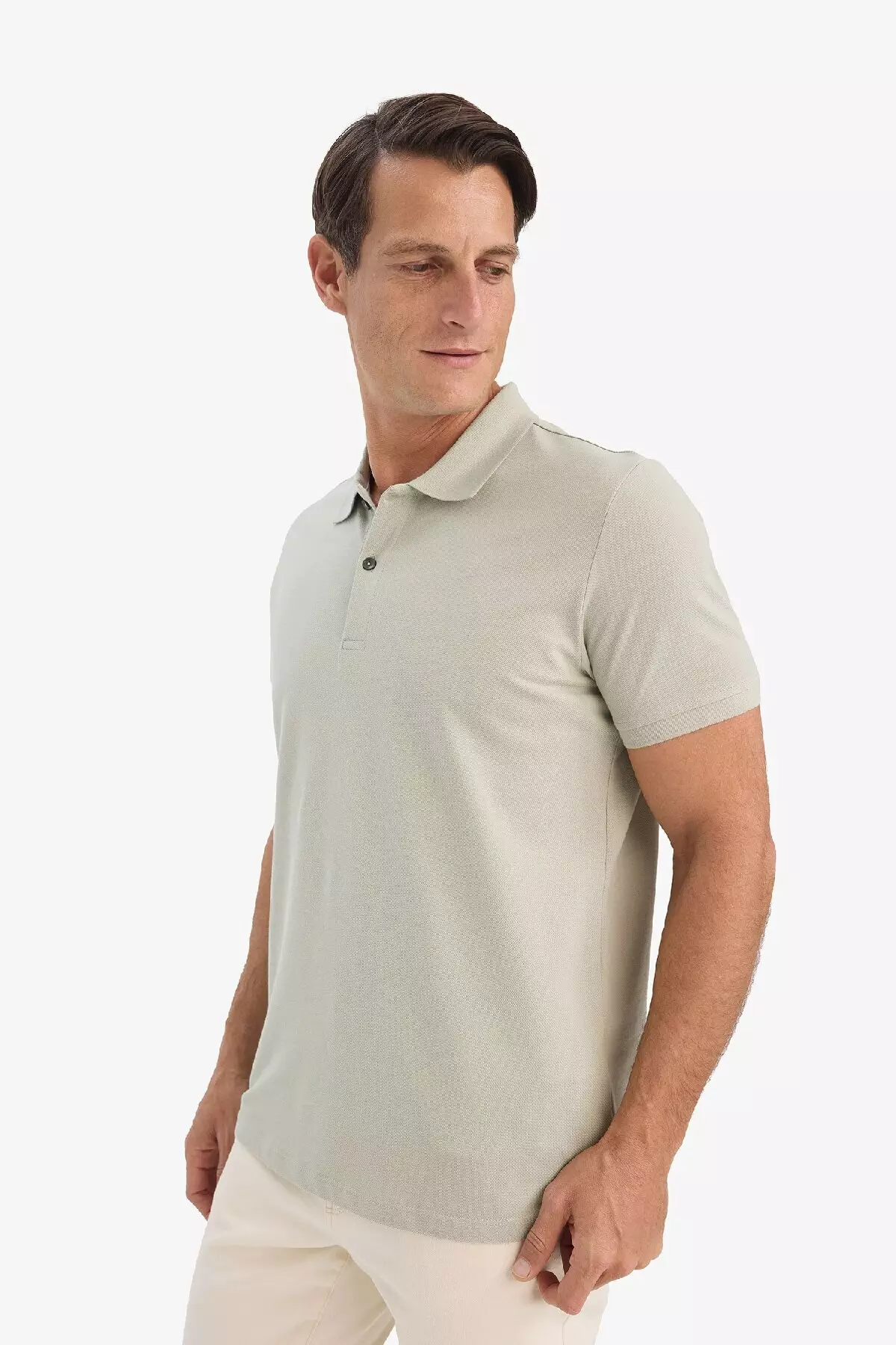 100% Cotton Regular Fit Short Sleeve Basic Plain Pique Fabric Polo T-Shirt C1293Ax25Sp