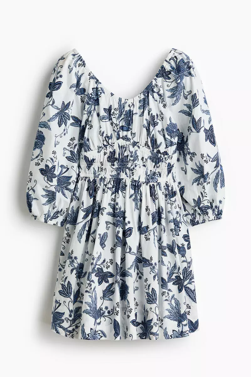 Flared-skirt cotton dress