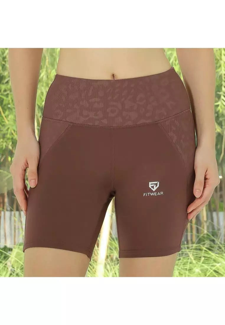Fitwear - Legging / Celana Pendek Olahraga VEXANA PRINTED WAIST - CHEETAH BROWN