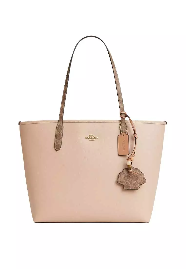 City Tote Bag With Shell Charm Cream/Tan CBH78