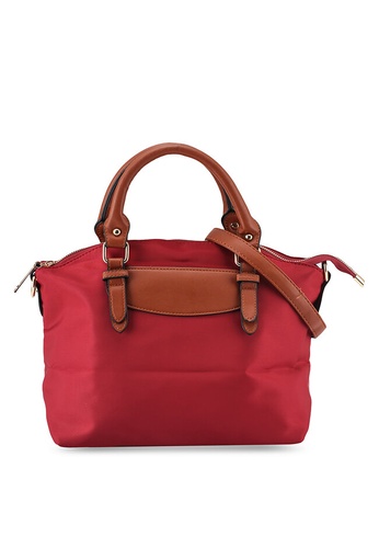 NUVEAU red Colour Block Nylon Top Handle Bag Set 76836AC3375EA0GS_1