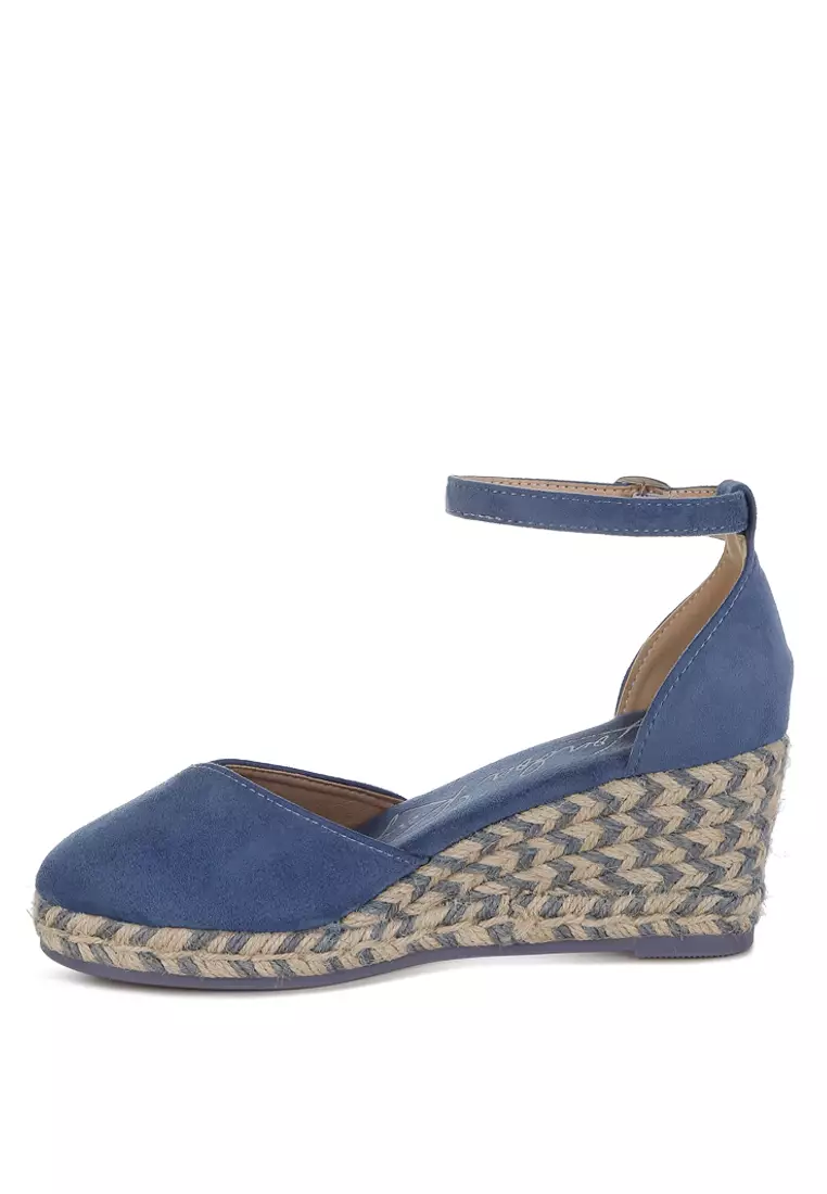 Wedge Heel Espadrilles Sandals In Navy