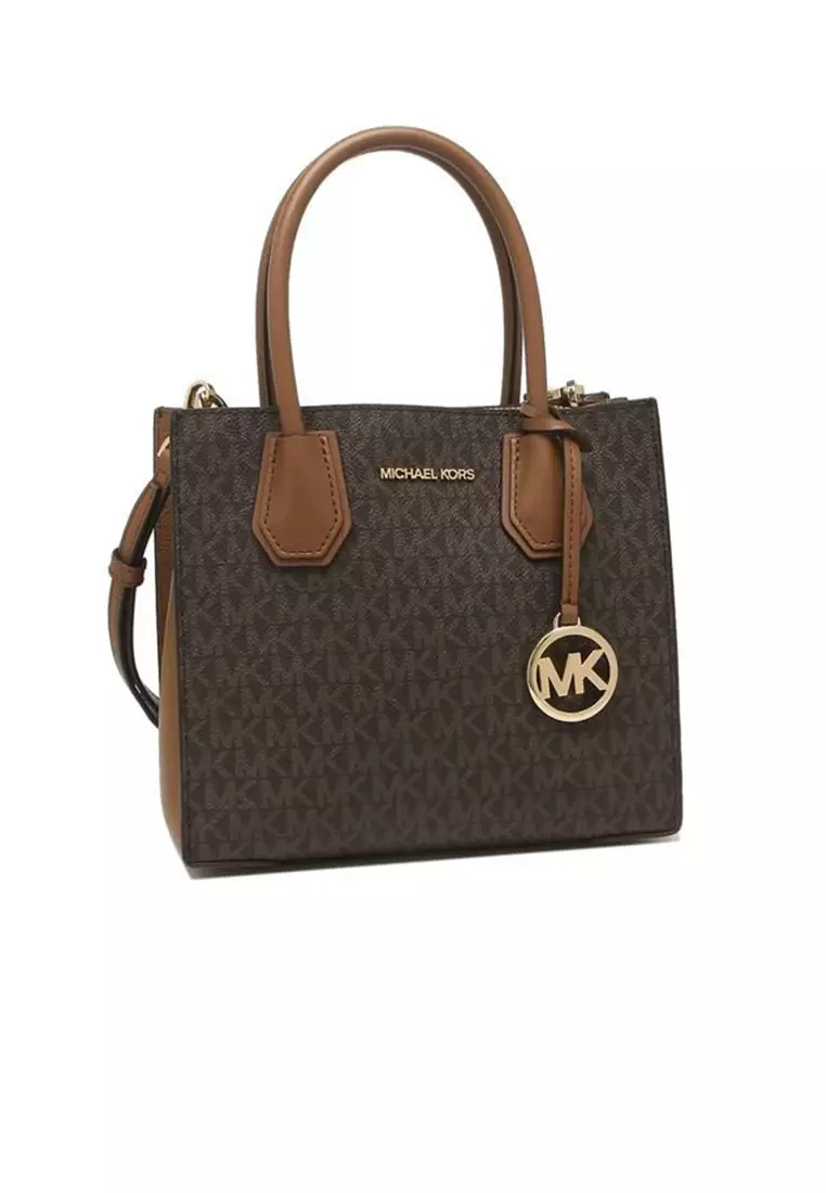 Mercer Medium Logo and Leather Accordion Crossbody Bag 35S1GM9M2B Brown