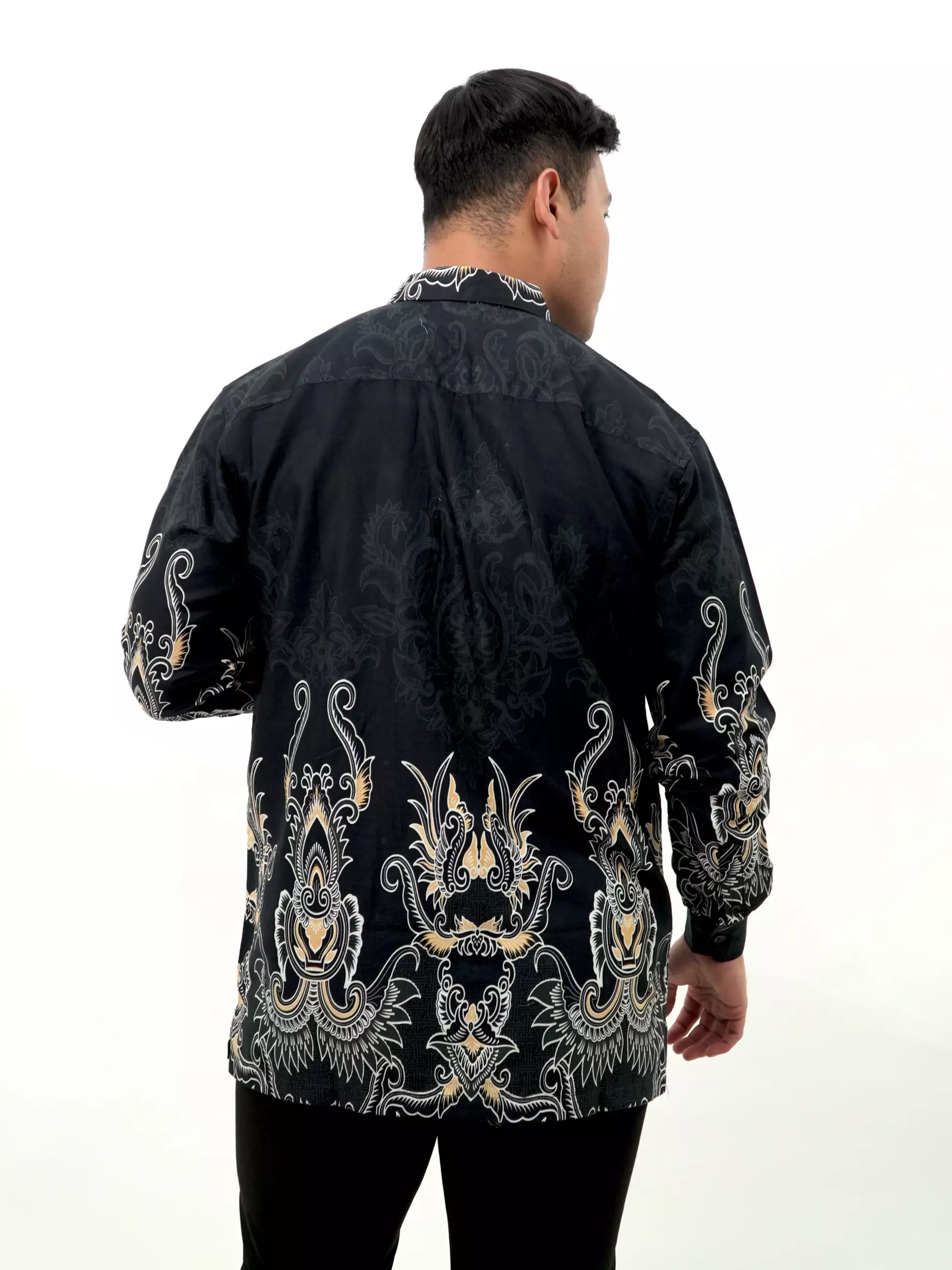 Kemeja Batik Lengan Panjang Hitam Kuning 16774