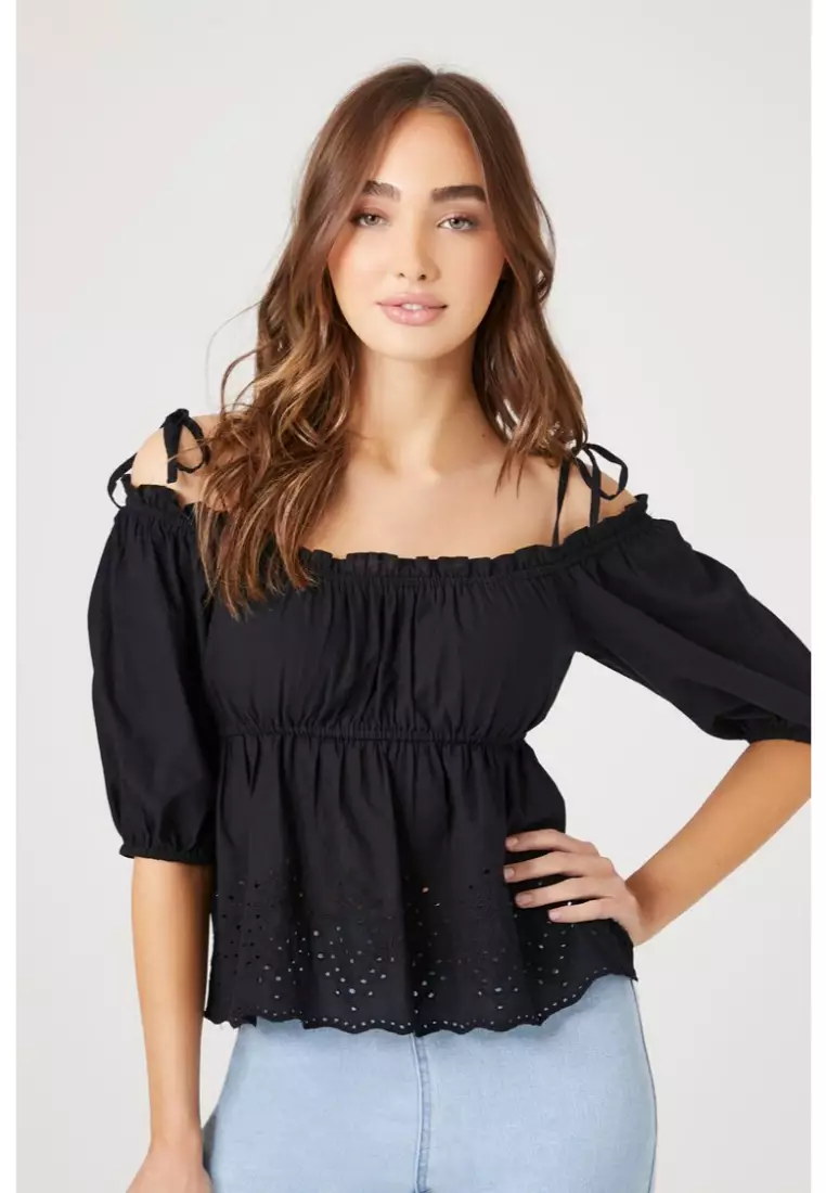 Off The Shoulder Eyelet Top