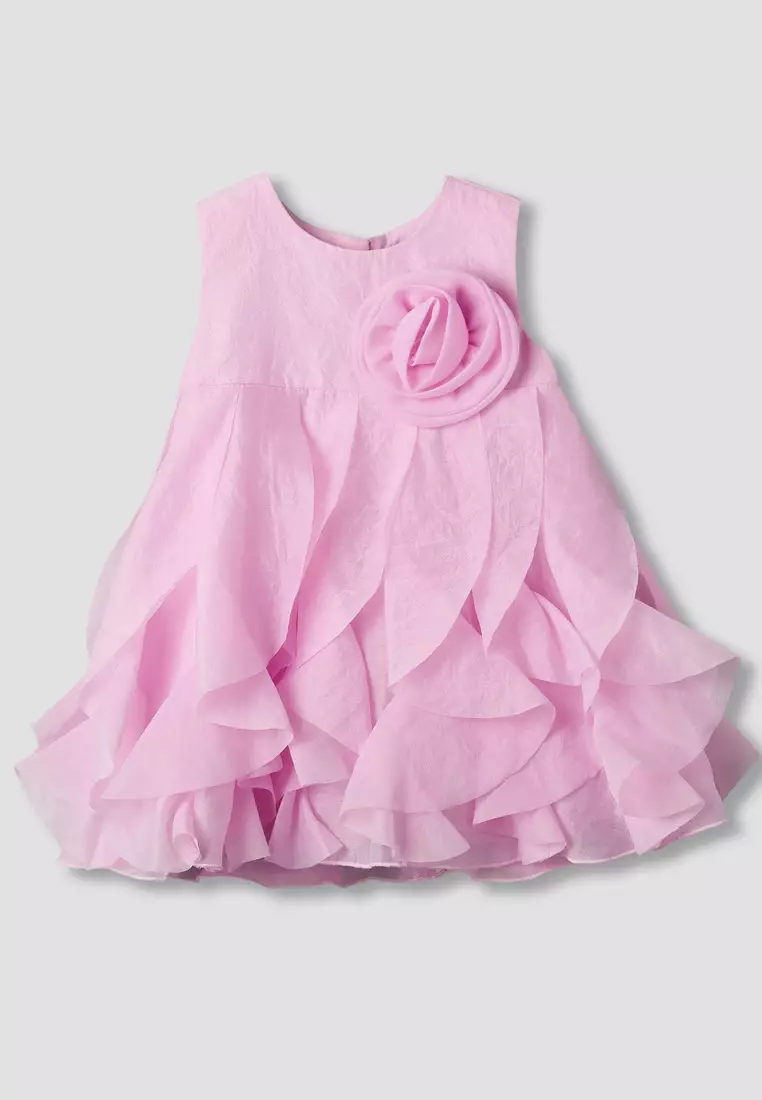 Babyshop Juniors Round Neck Sleeveless Dress With Ruffles