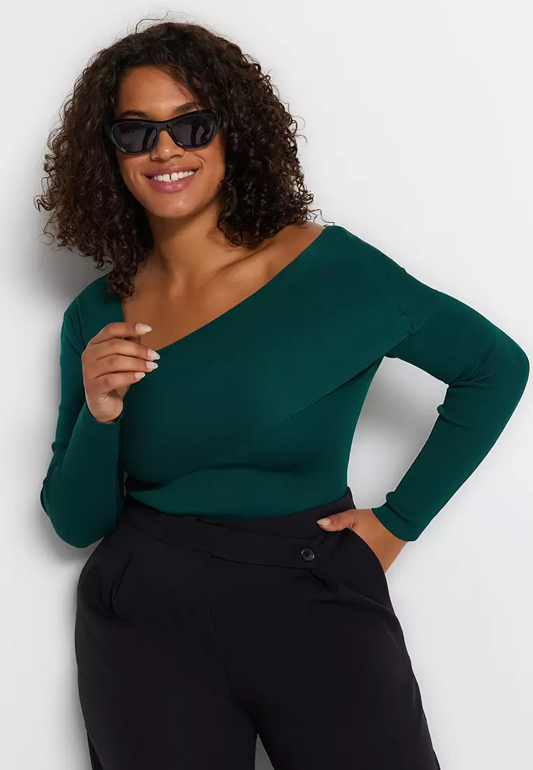 Plus Size Asymmetrical Knitwear Sweater