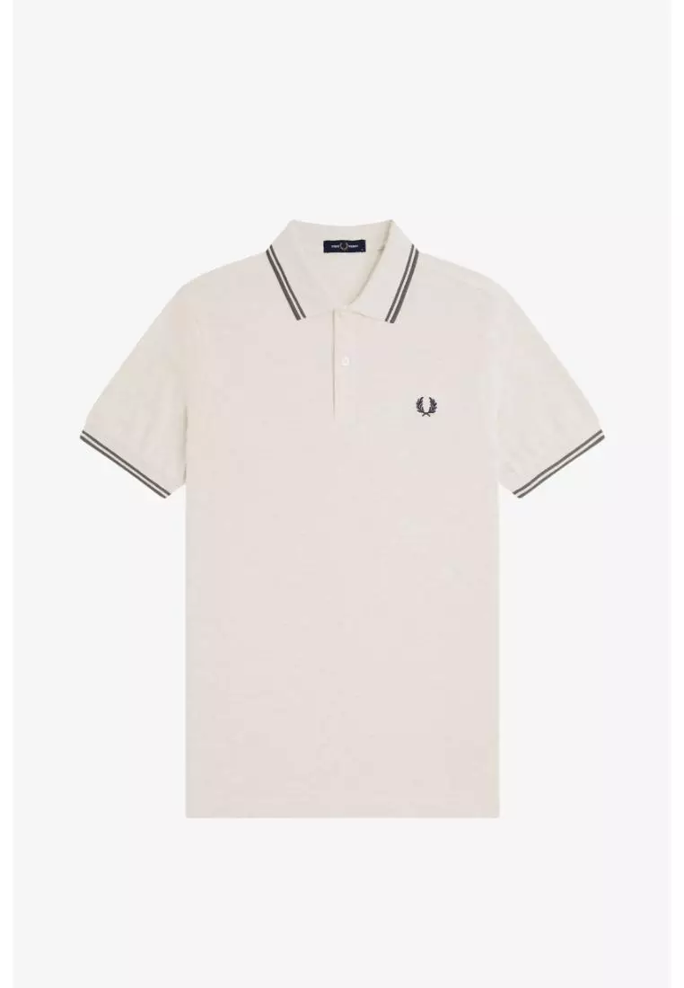Fred Perry M3600 Twin Tipped Fred Perry Shirt (Porridge Marl / Anchor Grey / Anchor Grey）