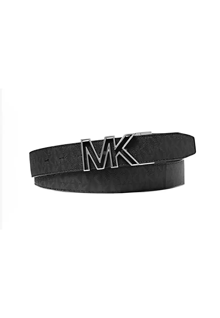 Michael Kors MK Leather with Canvas and Polyester Fiber with Polyurethane Men s Double Sided Belt 36S3LBLY3B BLACK