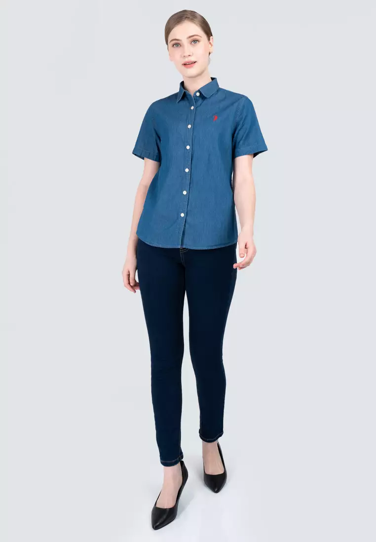 Polo Haus - Women’s Signature Fit Denim Short Sleeve Shirt WWSSV004