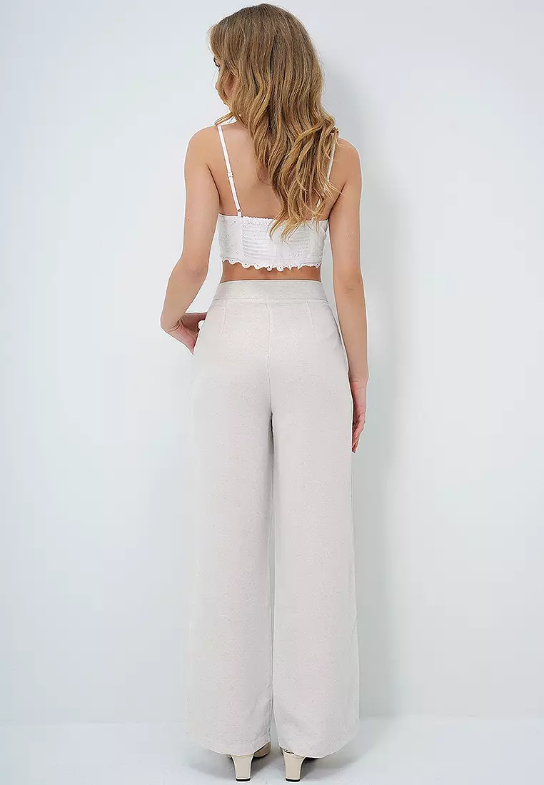 Linen-Look Palazzo Pants