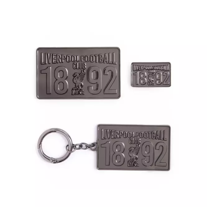 Liverpool FC  Gunmetal Badge, Keyring & Magnet Set  - Official LFC Accessories Badge, Gantungan Kunci & Magnet Set