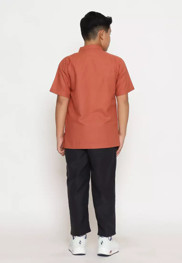 Baju Koko Set Anak Laki Bordir Vertical Red - GENUINE